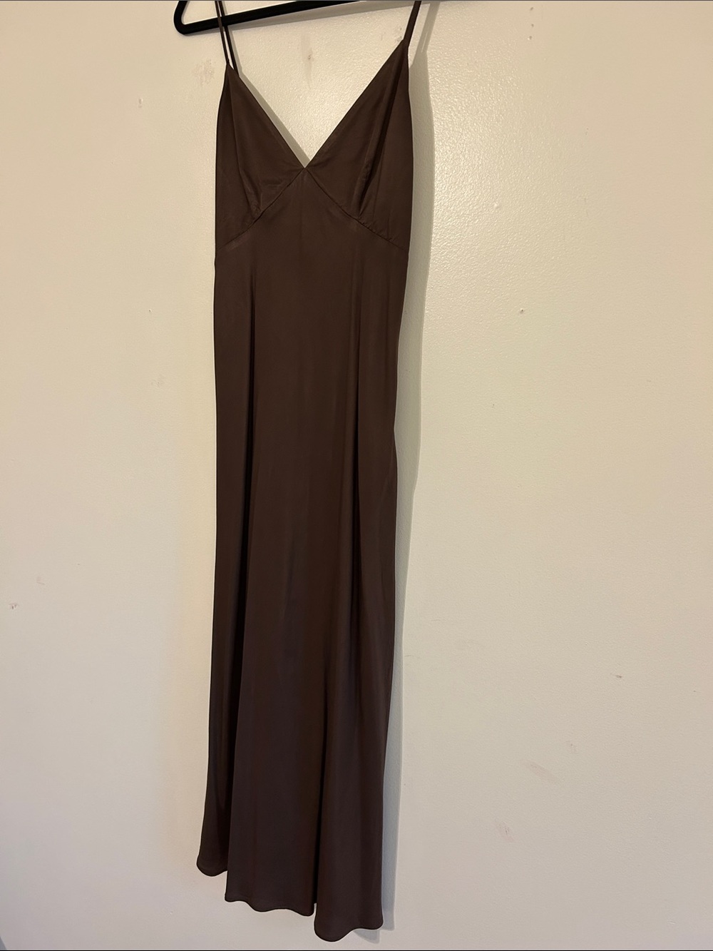 H&M Brown Satin Slip Maxi Dress Size Medium - Picture 2 of 6